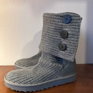 UGG Charcoal Knit Boots with Button Accents